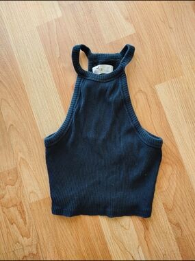 Hollister Black Ribbed Cropped Tank